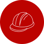 icono de casco de obra con fondo granate