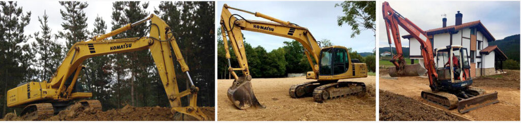3 fotografías de excavadoras